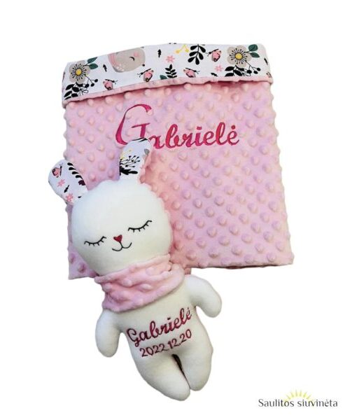 Pleduko 75x100 cm ir pliušinio žaislo 30 cm ,,Zuikis puikis"